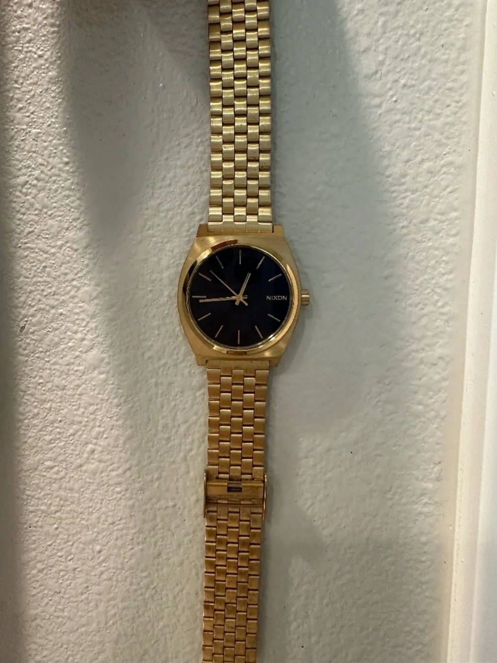 Nixon Time Teller Watch with Blue Face and Gold Band